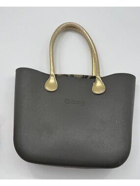 O Bag olive Tote With Gold Handles & Camo Inner Lining – Modern Lightweight